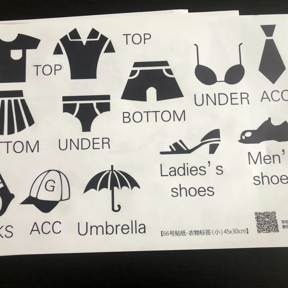 4 Sheets of Stickers to organize clothes and other items!